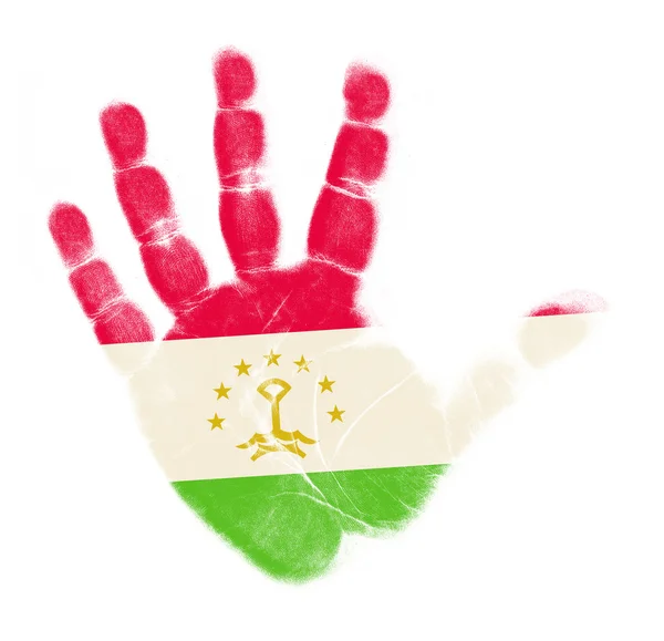 Tádžikistán vlajky palm tisknout izolované na bílém pozadí — Stock fotografie