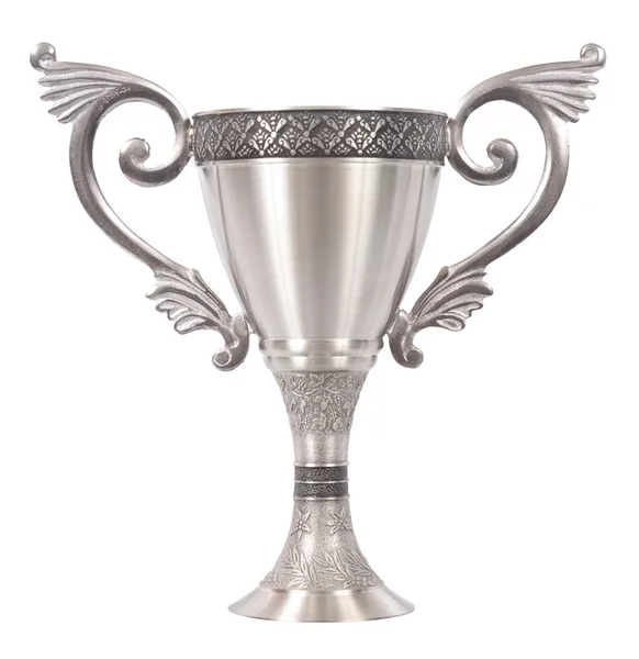 Trofeo di metallo argento isolato — Foto Stock
