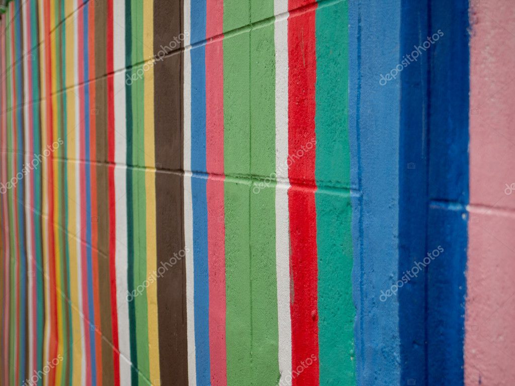 Colorful stripes paint on brick cement wall — Stock Photo © prapass