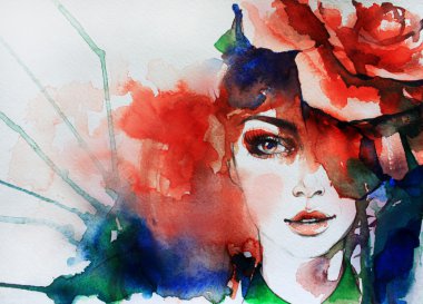 Creative hand painted fashion illustration clipart