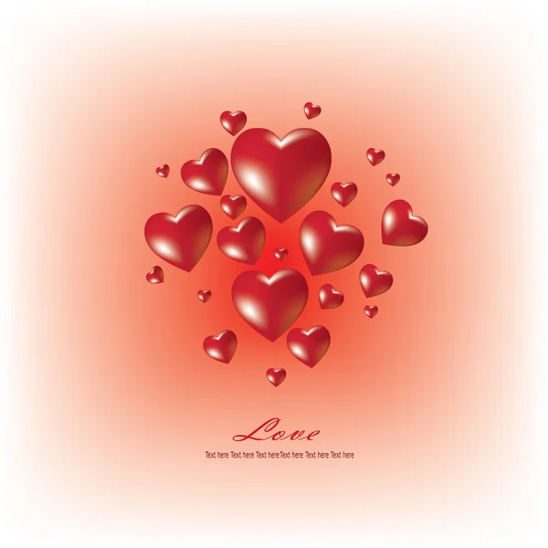 Rode harten (vectorillustratie) — Stockvector
