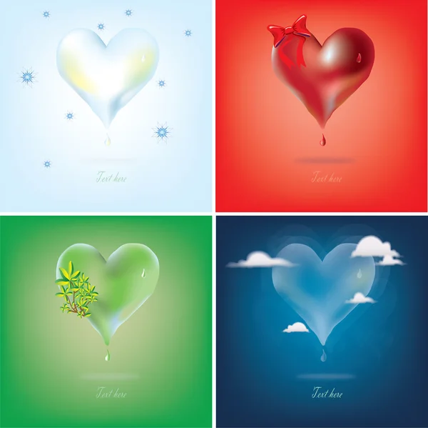 Vários estilos diferentes de corações desenho vetorial — Vetor de Stock