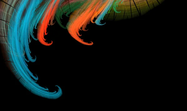 Астрактная фрактальная цветовая волна на черном фоне — стоковое фото