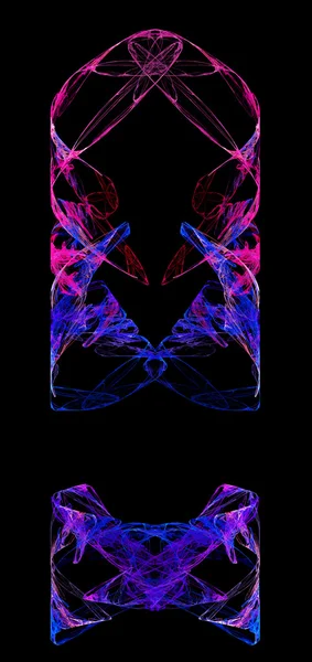 Абстрактні фрактальні рожеві та сині елементи на чорному фоні — стокове фото