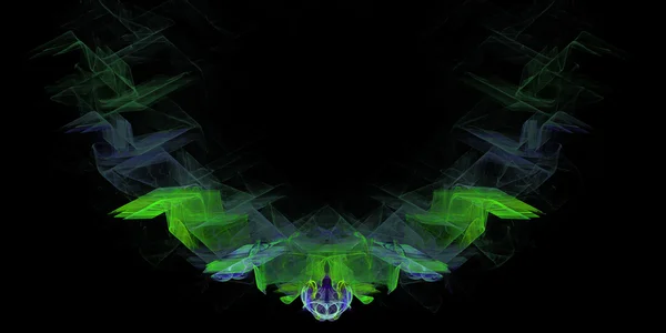 Πράσινο αφηρημένη fractal σε μαύρο φόντο — Φωτογραφία Αρχείου