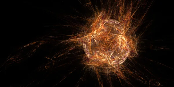 Magia bola de fogo fractal feitiço isolado sobre fundo preto — Fotografia de Stock