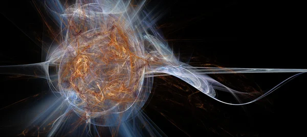 Fireball magische spreuk fractal geïsoleerd op zwarte achtergrond — Stockfoto