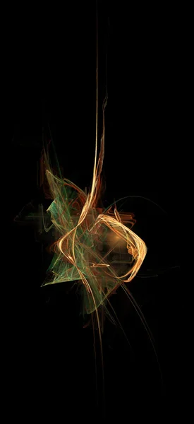Χρυσής και πράσινης αφηρημένη fractal σε μαύρο φόντο — Φωτογραφία Αρχείου
