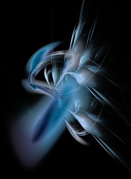 Абстрактный фрактально-синий элемент на черном — стоковое фото