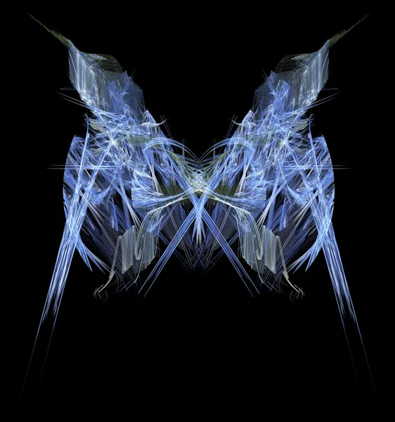 Blue symmetrical futuristic fractal armour shirt isolated on black background — Stock Photo, Image