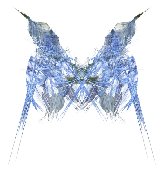 Blue symmetrical futuristic fractal isolated on white background — Stock Photo, Image