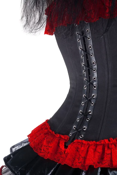 Black and red corset isolated over white background — Stock Photo, Image