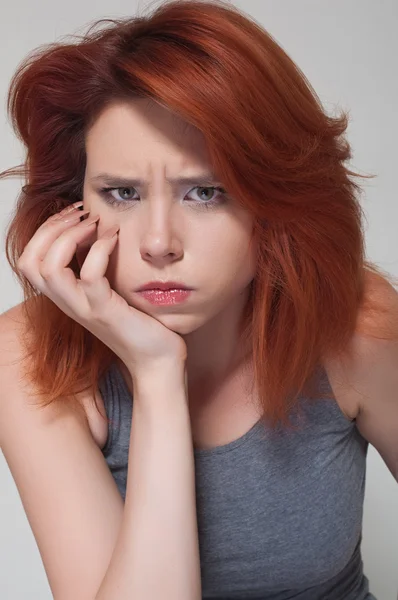 Portrait of young angry girl — Stock Photo, Image