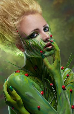 Creative beauty shot with body-art clipart