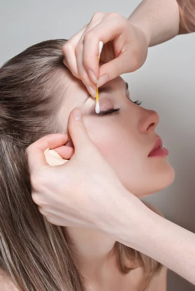 stock image Removing makeup from face