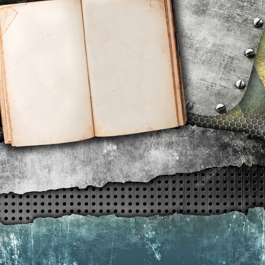 Grunge background with open book