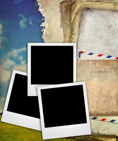 Textura de papel viejo con marco de imagen —  Fotos de Stock