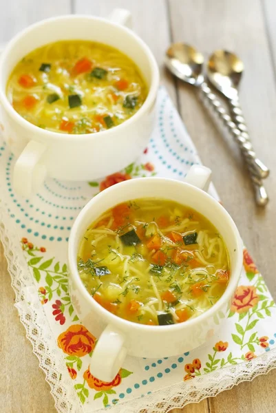 Vegetable soup with noodles — Stock Photo, Image