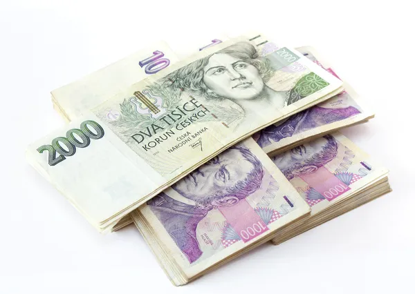 Cseh bankjegyek névleges érték egy-két ezer koronát Stock Fotó