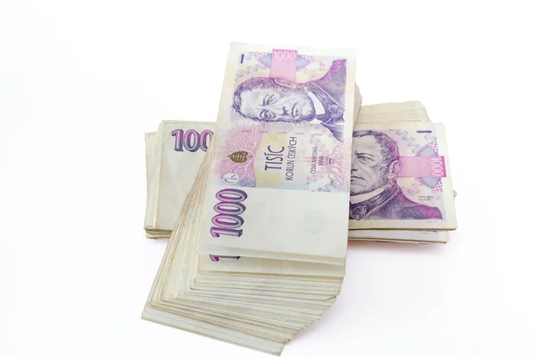 Çek banknotların nominal değeri 1 ve 2 bin kron — Stok fotoğraf
