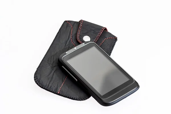 Smartphone with case on white background — Stock Photo, Image