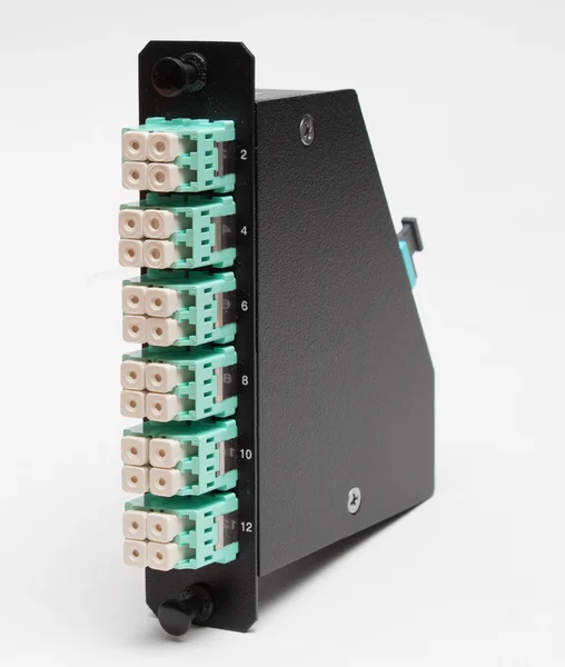 Caseta de fibra óptica com conectores LC — Fotografia de Stock