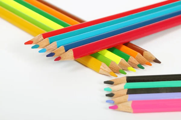 Arranged wooden color pens — Stock Photo, Image