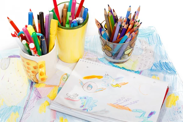 colored pens on a white background, Stock image