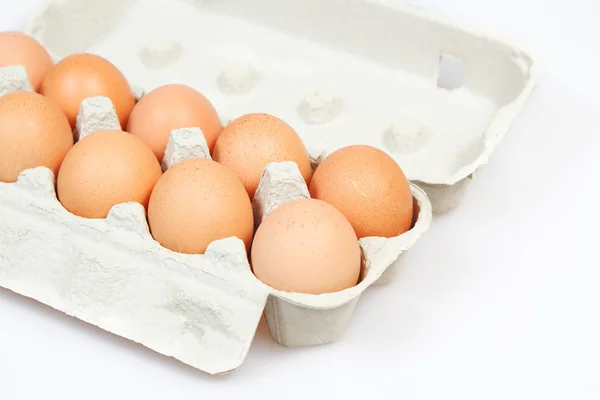 stock image Fresh eggs in carton box