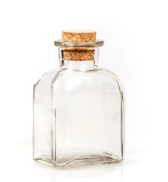 stock image Blank glass bottle with cork stopper