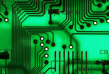 Electronics technology background in green clipart