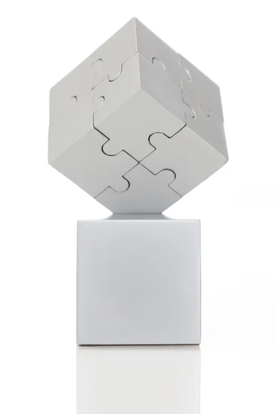 Cube gris de puzzles — Photo