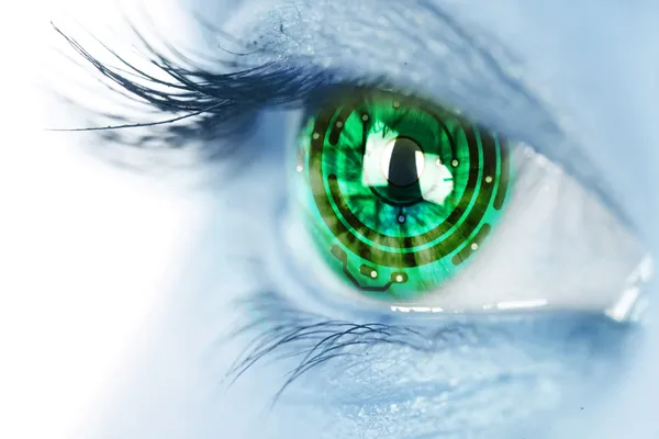 Ögat iris och elektronisk krets Stockbild