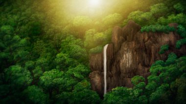 Jungle Canopy Waterfall - Digital Painting clipart