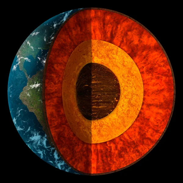 Dwarsdoorsnede van planeet aarde illustratie — Stockfoto