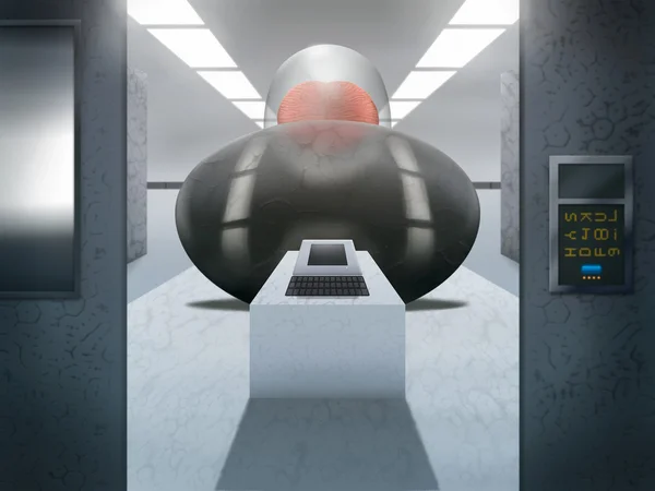 Sala komputerowa Sci-Fi - cyfrowy ilustracja — Zdjęcie stockowe