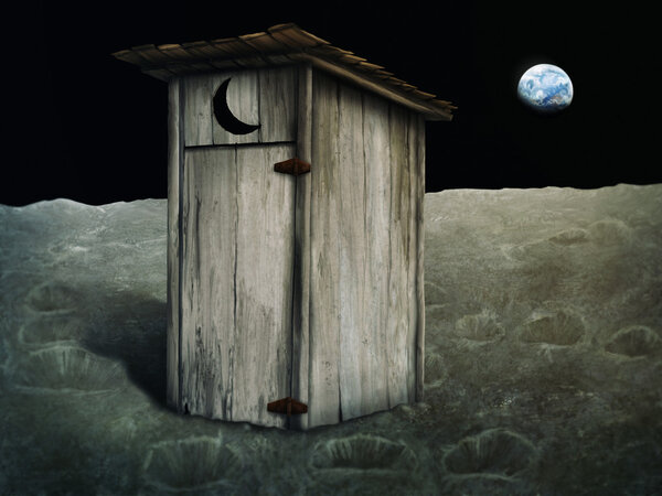 Moon On The Outhouse - Digital Painting