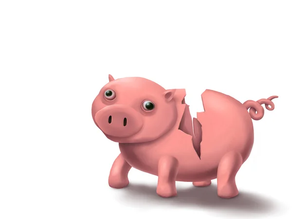 Piggy brak - digitaal schilderen — Stockfoto
