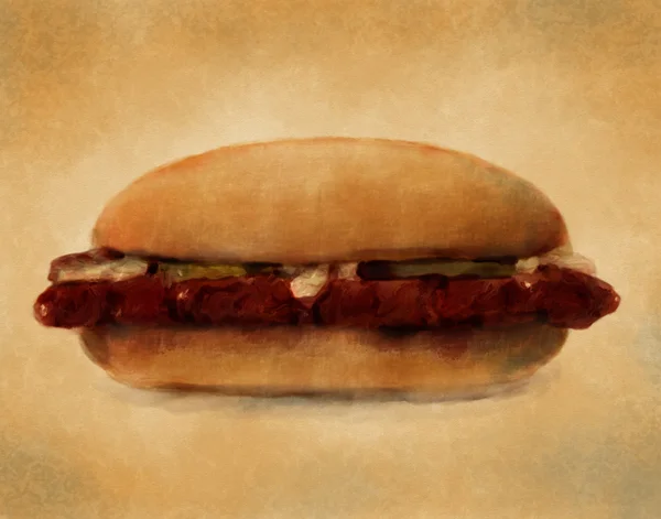 Sandwich de cerdo BBQ - Pintura digital —  Fotos de Stock