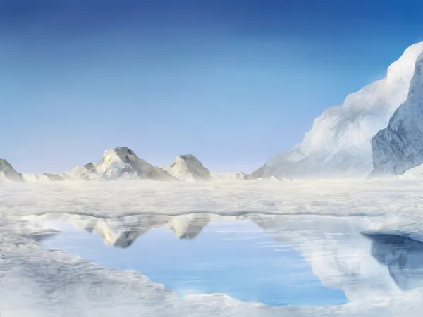Lago congelato - Pittura digitale Immagini Stock Royalty Free
