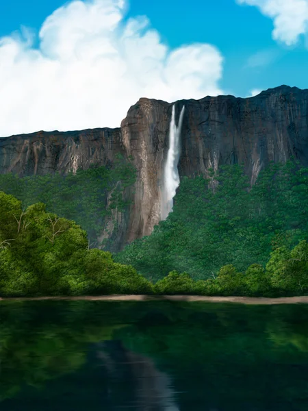 Jungle Falls - Pintura Digital Fotos De Bancos De Imagens