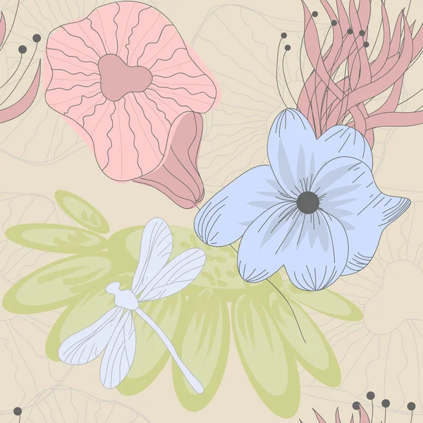 无缝花卉背景 — 图库矢量图片