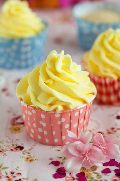 Cupcakes with lemon buttercream — Stock Photo, Image