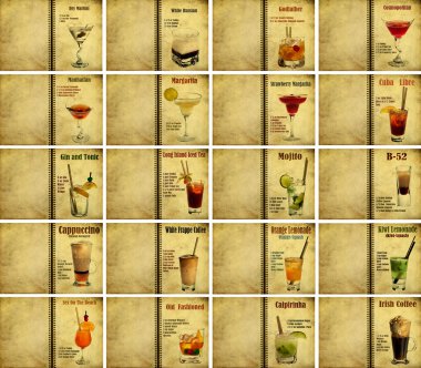 Set of cocktail recipes clipart