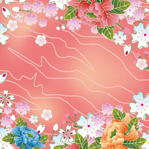 Asian cherry blossoms frame — Stock Vector