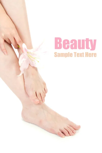 Beauty legs and flower — Stock Photo, Image