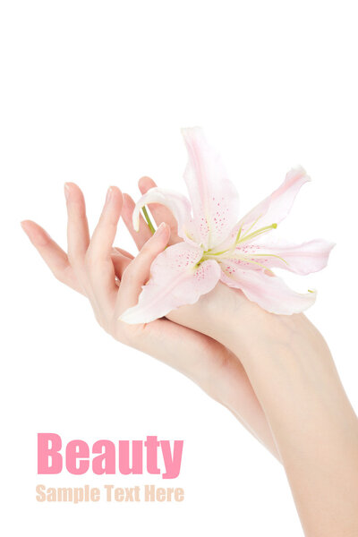 Beauty hands and flower