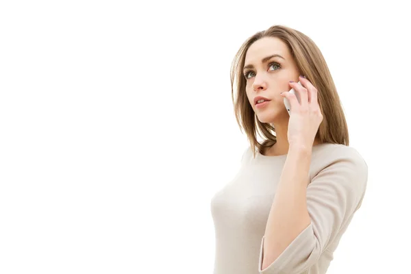 stock image Beautiful young woman using mobile phone