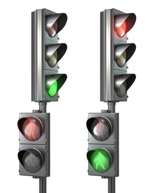 Set of pedestrian light lights with walk and go lights clipart