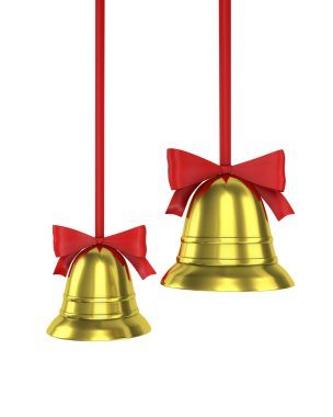 Two Christmas bells with red ribbons clipart